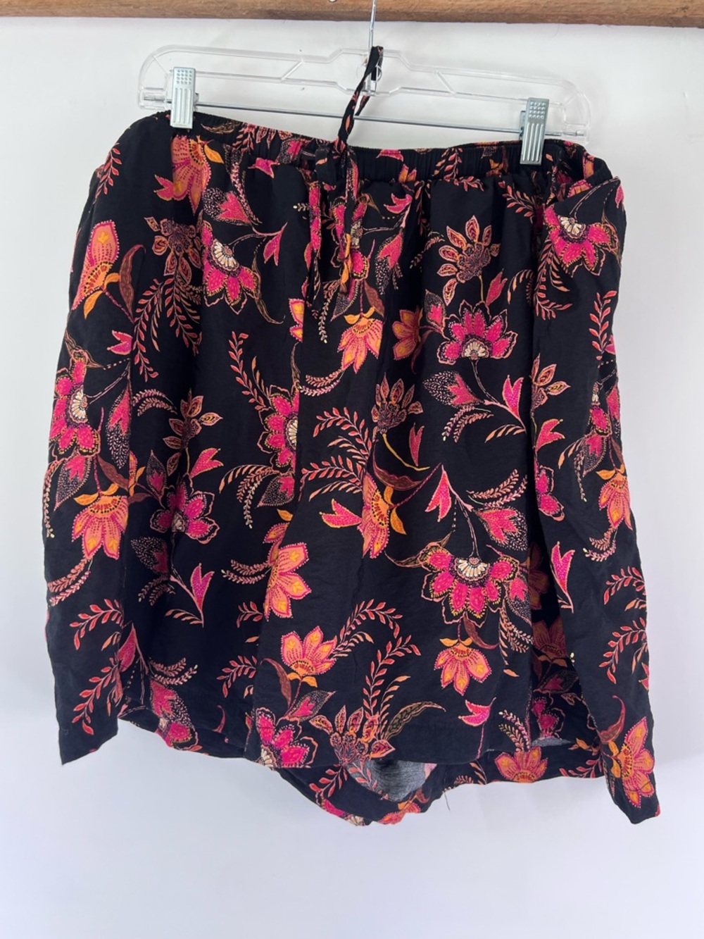 Torrid Black Floral Blouse with Pink & Orange Accents